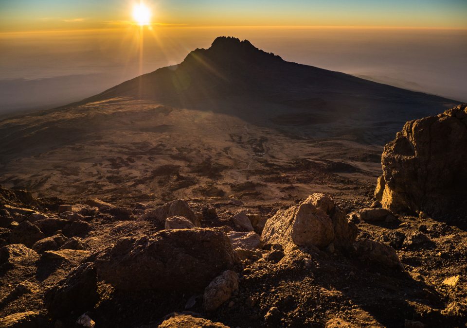 Sunrise over Mawenzi Peak from the saddle